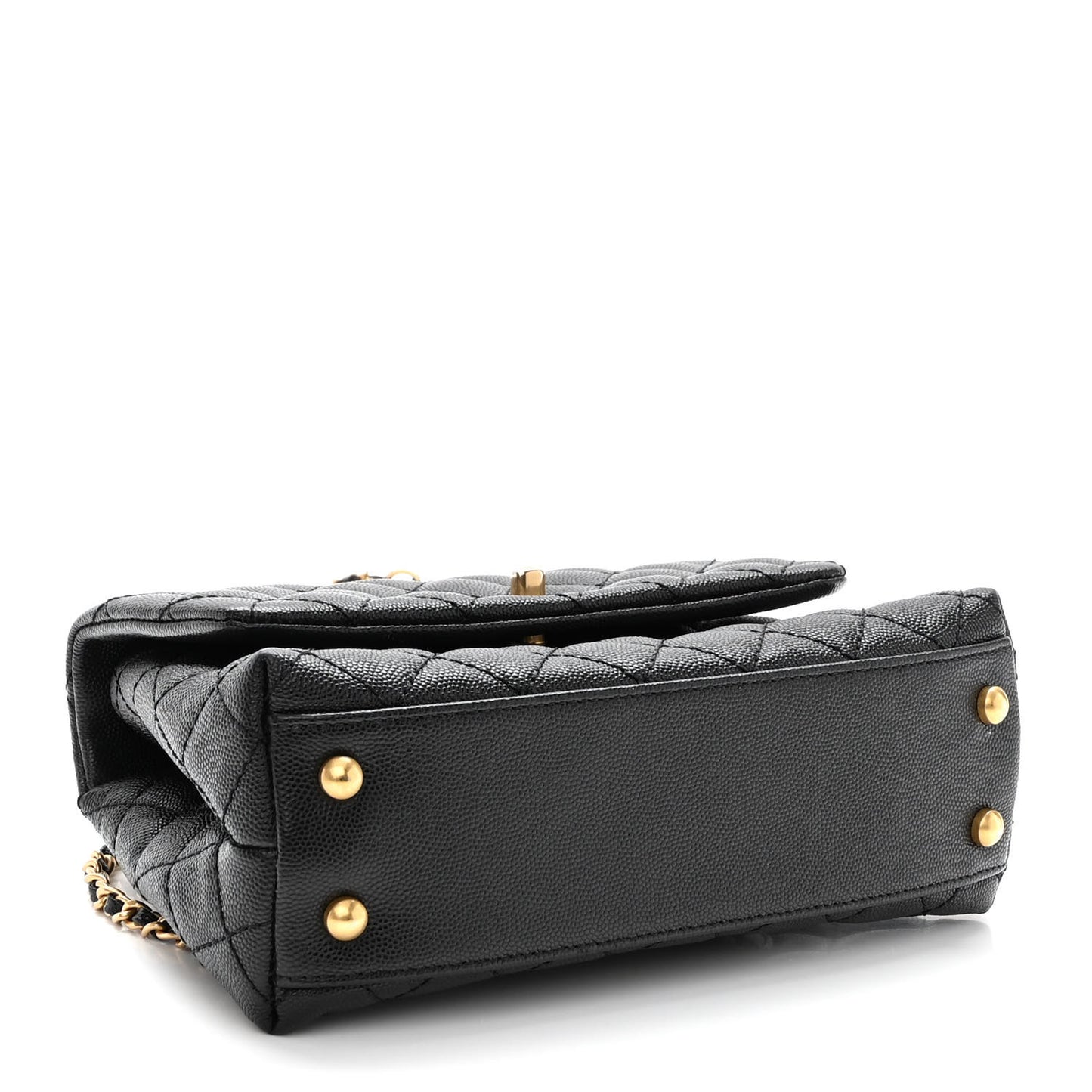 Caviar Quilted Mini Coco Handle Flap Black