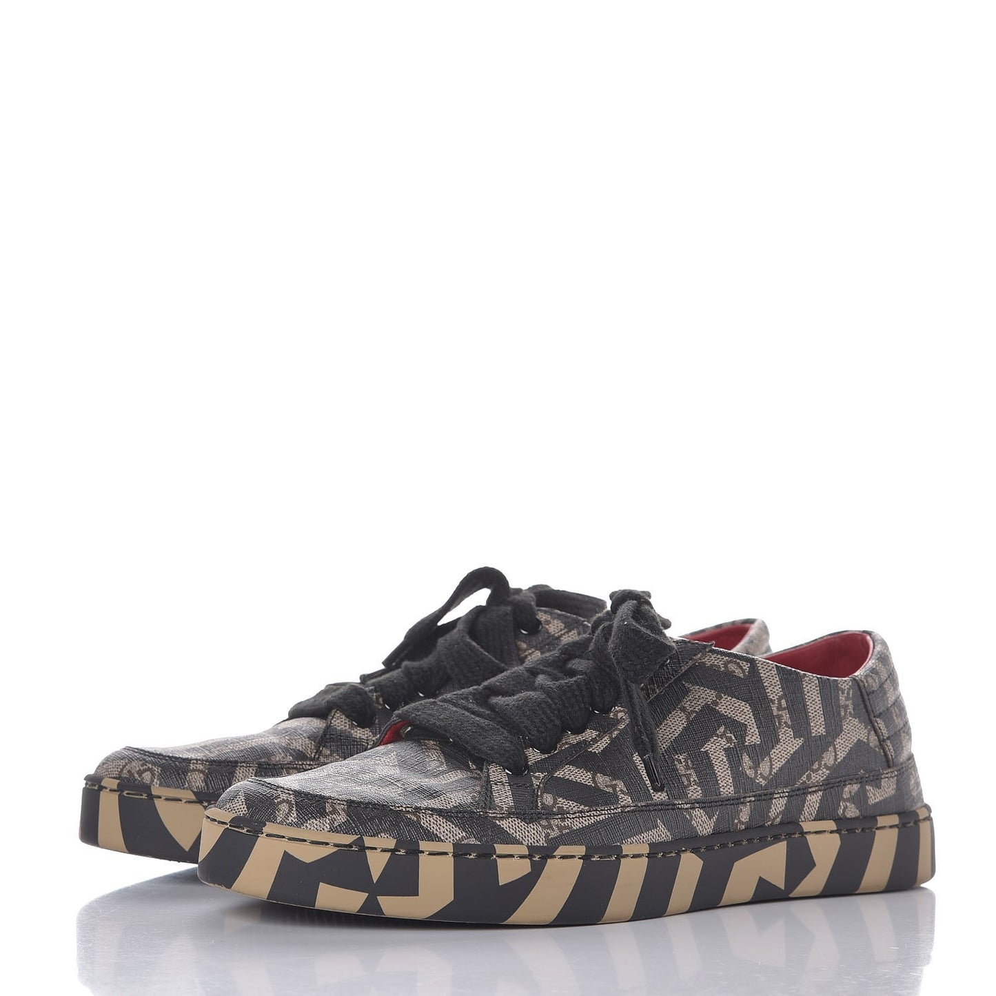 GG Supreme Monogram Caleido Mens Low Top Sneakers 7.5 Black