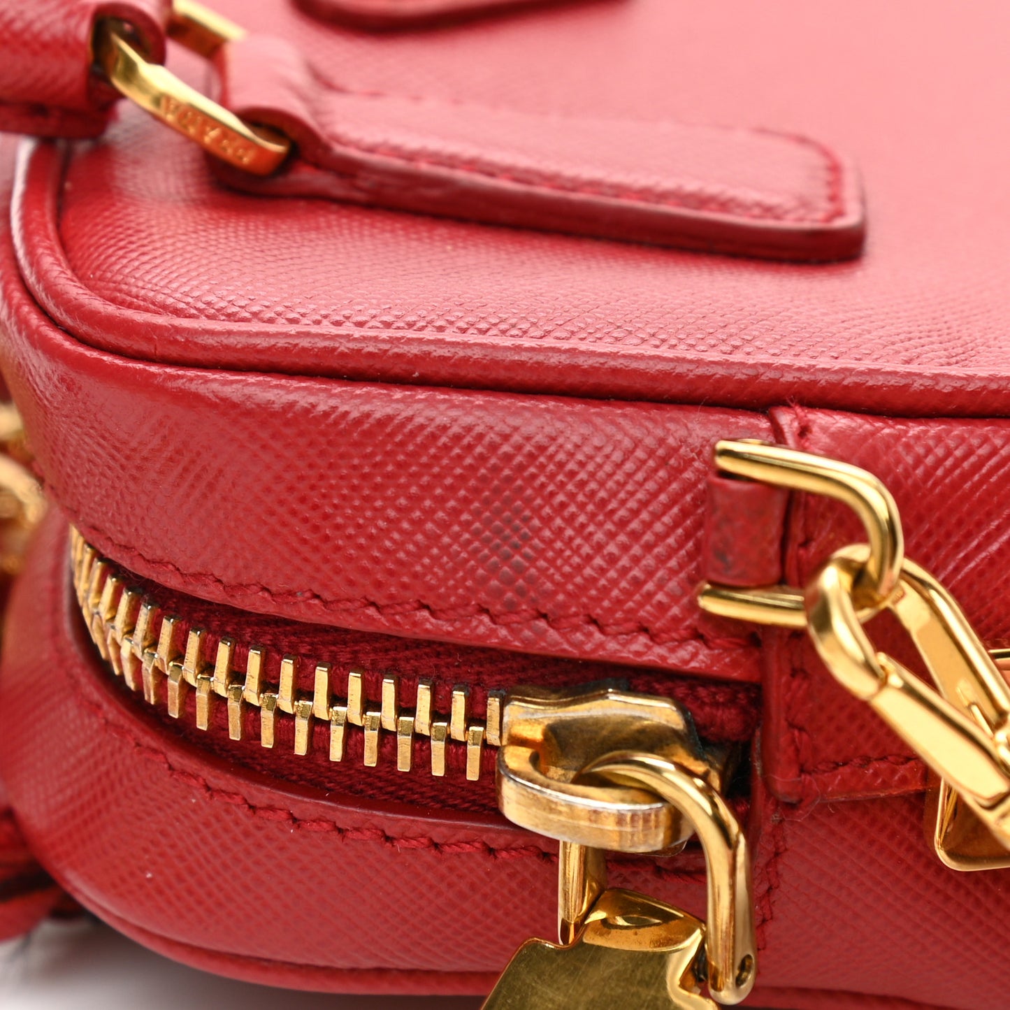 Saffiano Lux Mini Top Handle Crossbody Bag Fuoco