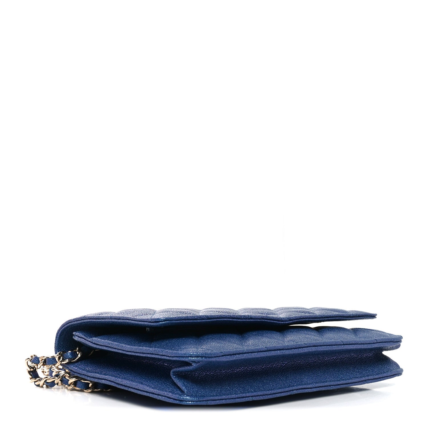 Chanel Iridescent Caviar Quilted Wallet on Chain WOC Blue 4 of 11