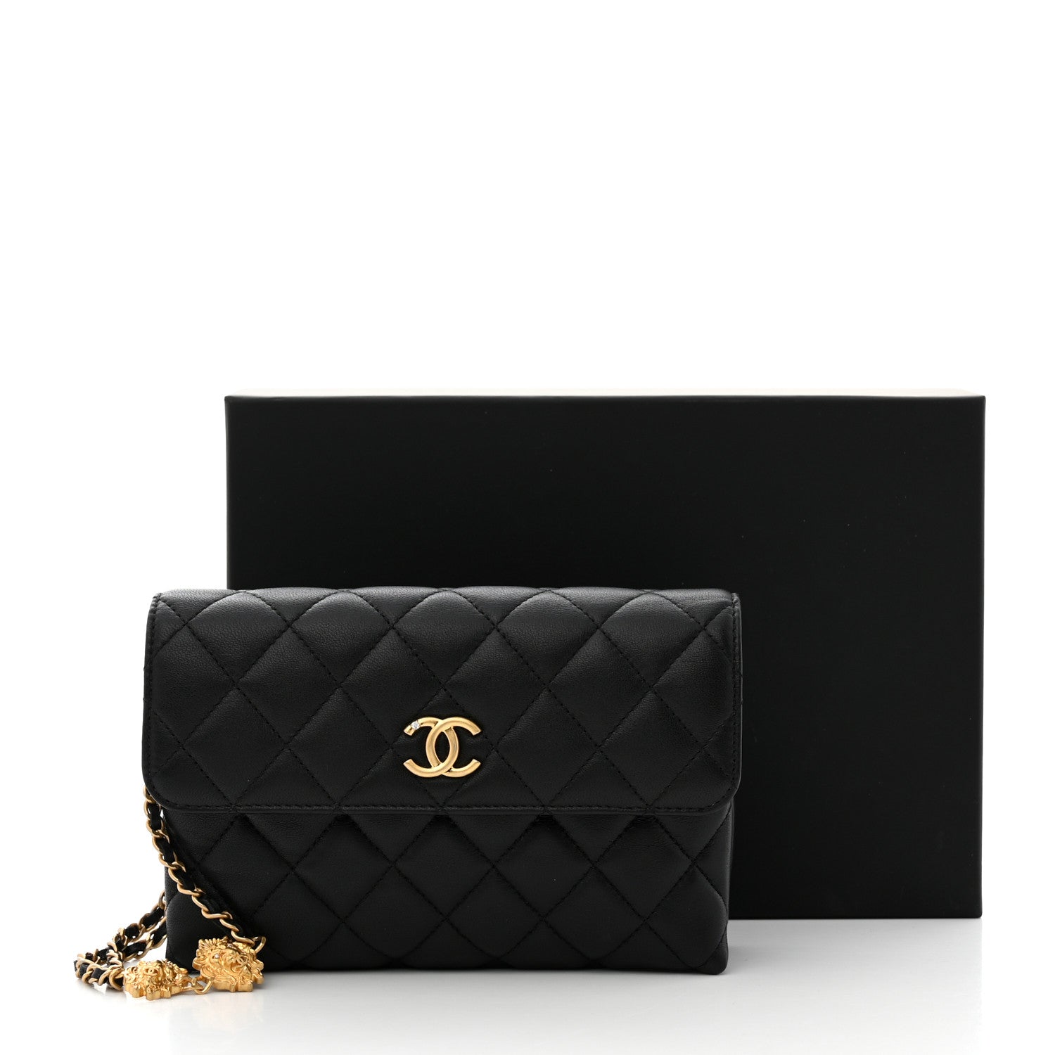 Chanel Lambskin Quilted CC Pouch With Handle Black 10 of 10