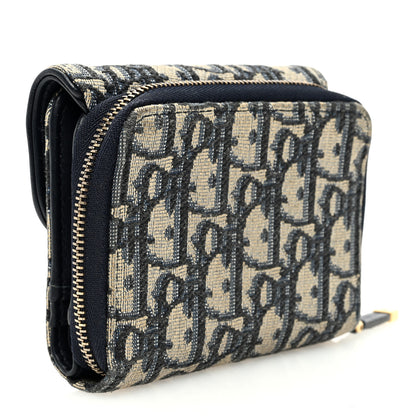 Christian Dior Oblique Saddle Lotus Wallet Blue 3 of 8