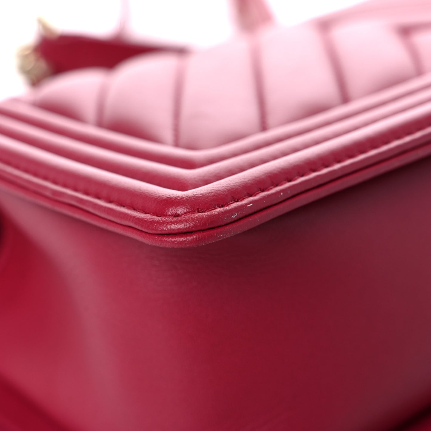 Lambskin Chevron Quilted Medium Boy Flap Dark Pink
