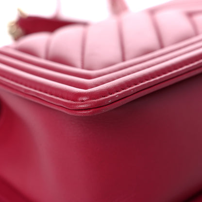 Chanel Lambskin Chevron Quilted Medium Boy Flap Dark Pink 10 of 15