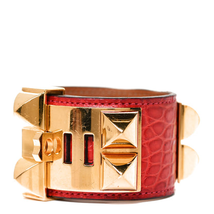 Hermes Matte Alligator Collier De Chien CDC Bracelet S Geranium 1 of 5