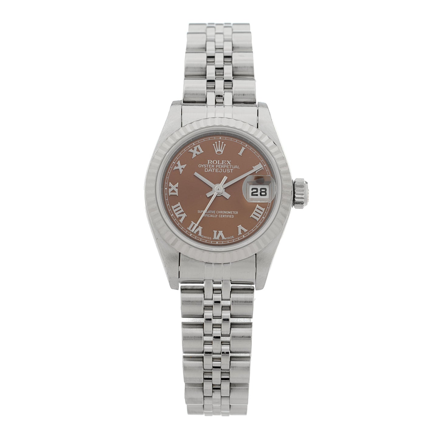 Stainless Steel 18K White Gold 26mm Oyster Perpetual Datejust Watch Havana Roman 79174