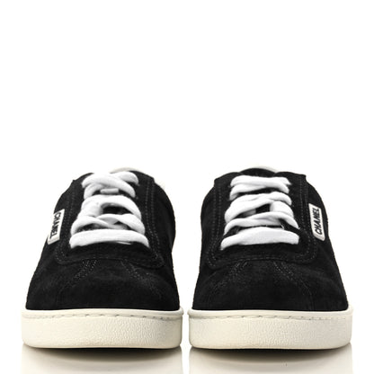 Chanel Suede Womens CC Sneakers 37 Black 2 of 8