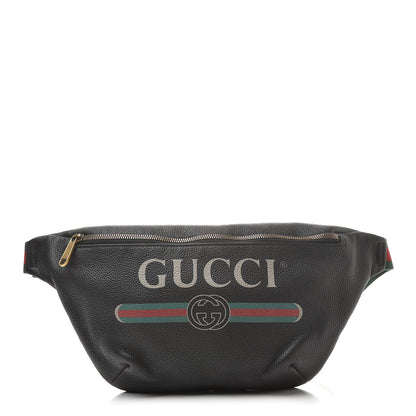Gucci Grained Calfskin Logo Belt Bag Black 1 of 10
