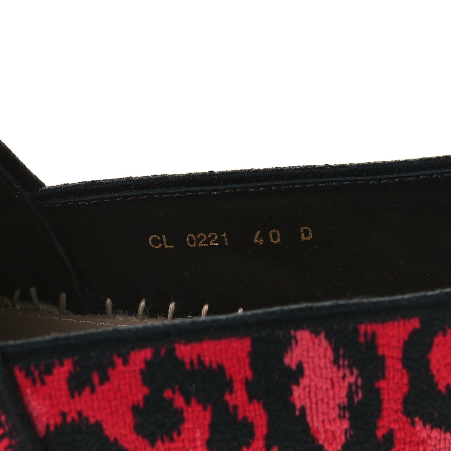 Cotton Embroidered Leopard Print Granville Espadrille 40 Red