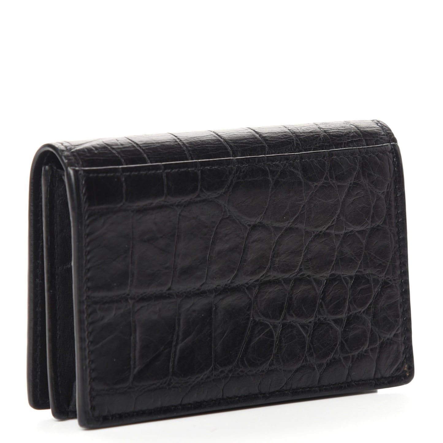 Calfskin Crocodile Embossed Business Card Case Black