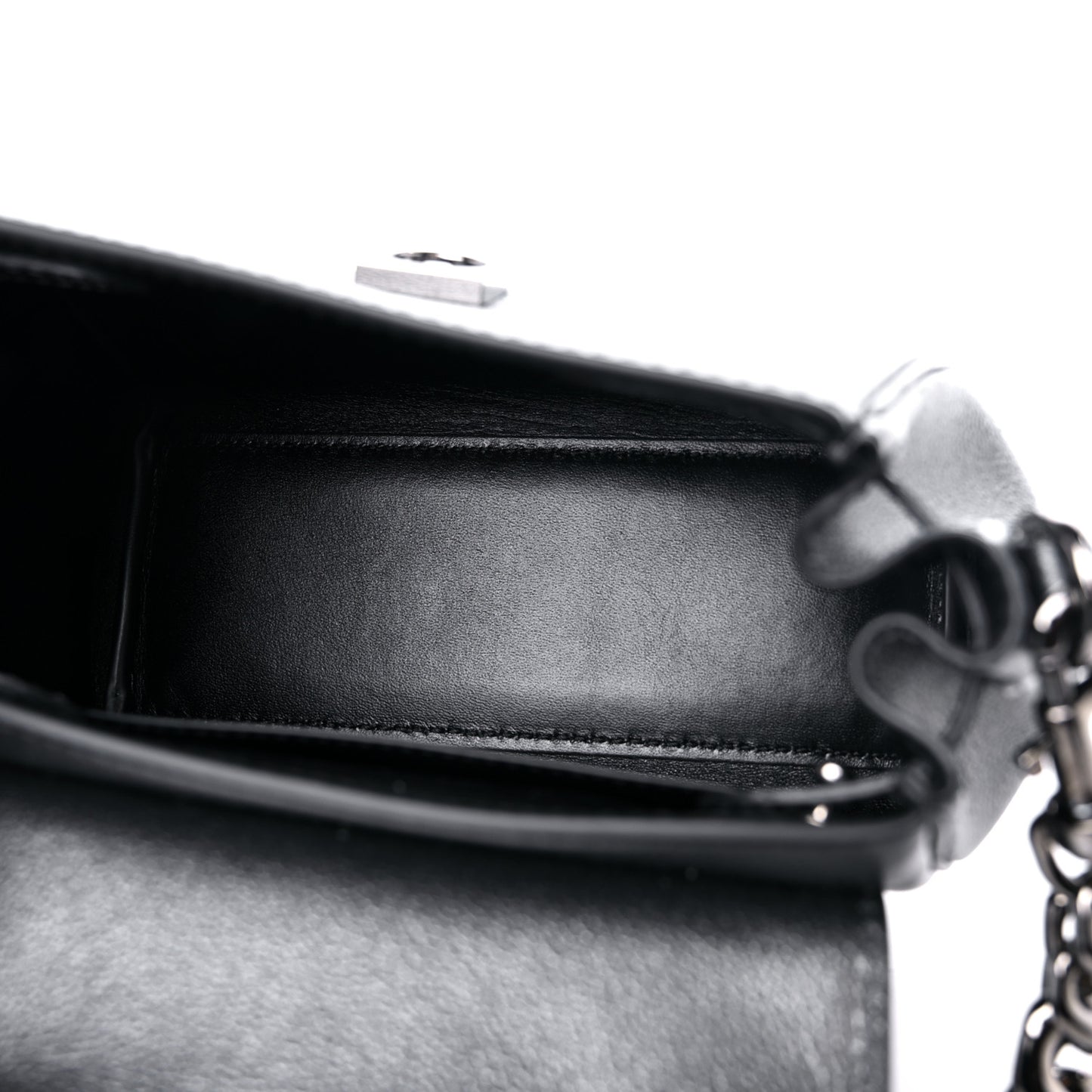 Metallic Grained Calfskin Medusa Small Top Handle Handbag Gunmetal