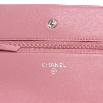 Chanel Lambskin Quilted Wallet On Chain Pink WOC 5 of 8