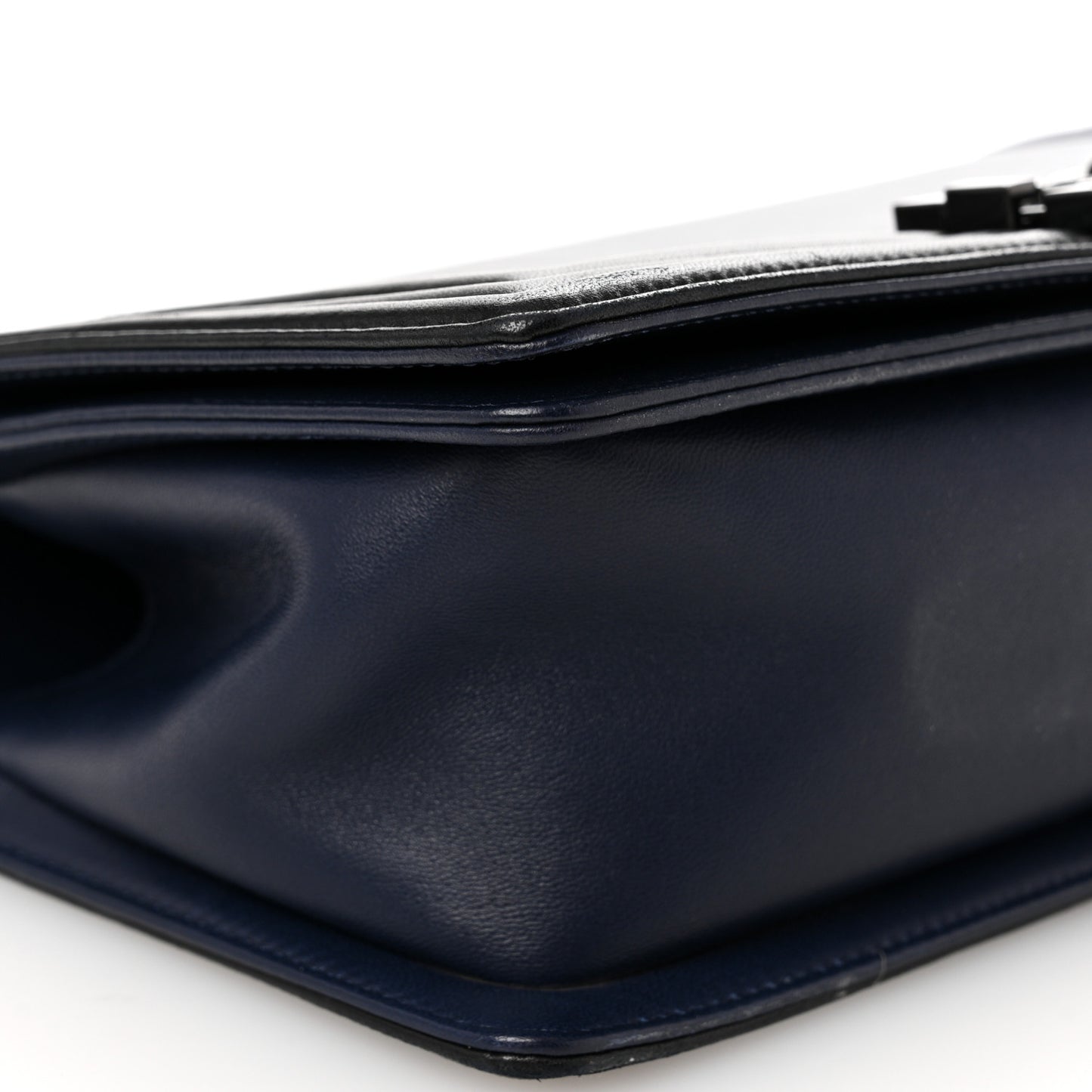 Calfskin Medium Bi-Color Boy Flap Black Dark Navy