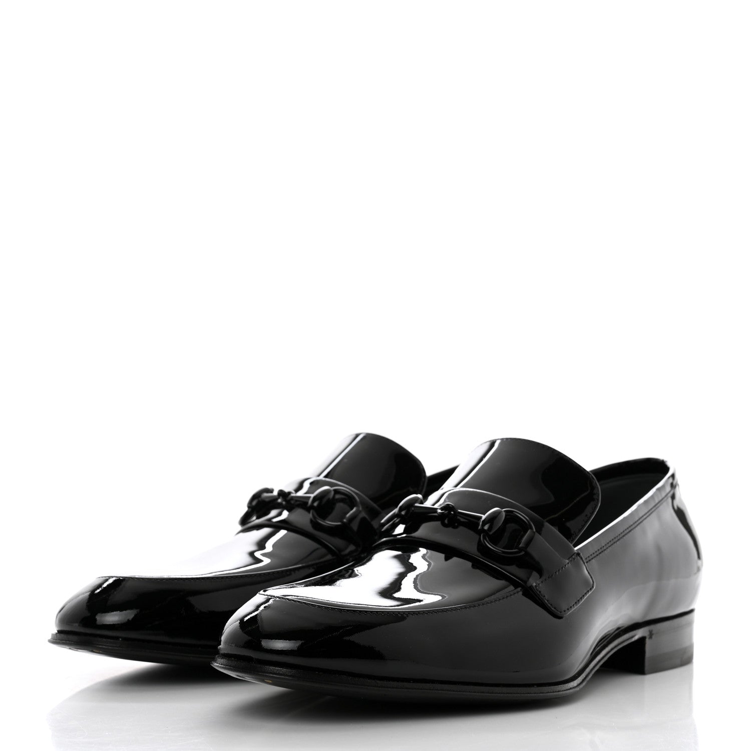 Gucci Patent Calfskin Mens Horsebit Loafers 8 Black 3 of 9