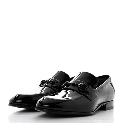 Gucci Patent Calfskin Mens Horsebit Loafers 8 Black 3 of 9