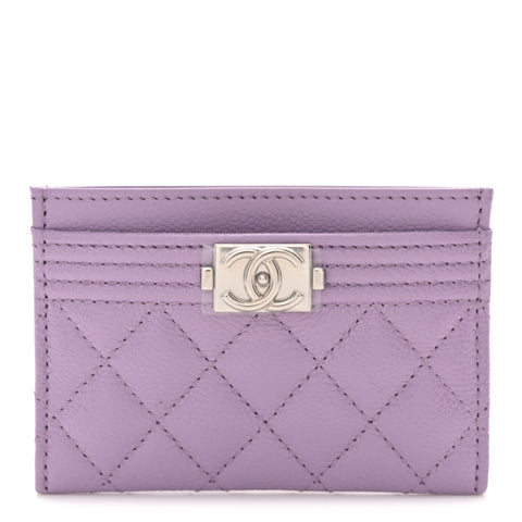 Caviar Quilted Boy Card Holder Light Purple