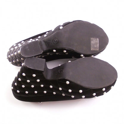 Chanel Satin Quilted Pearl Platform Heels 4 of 6