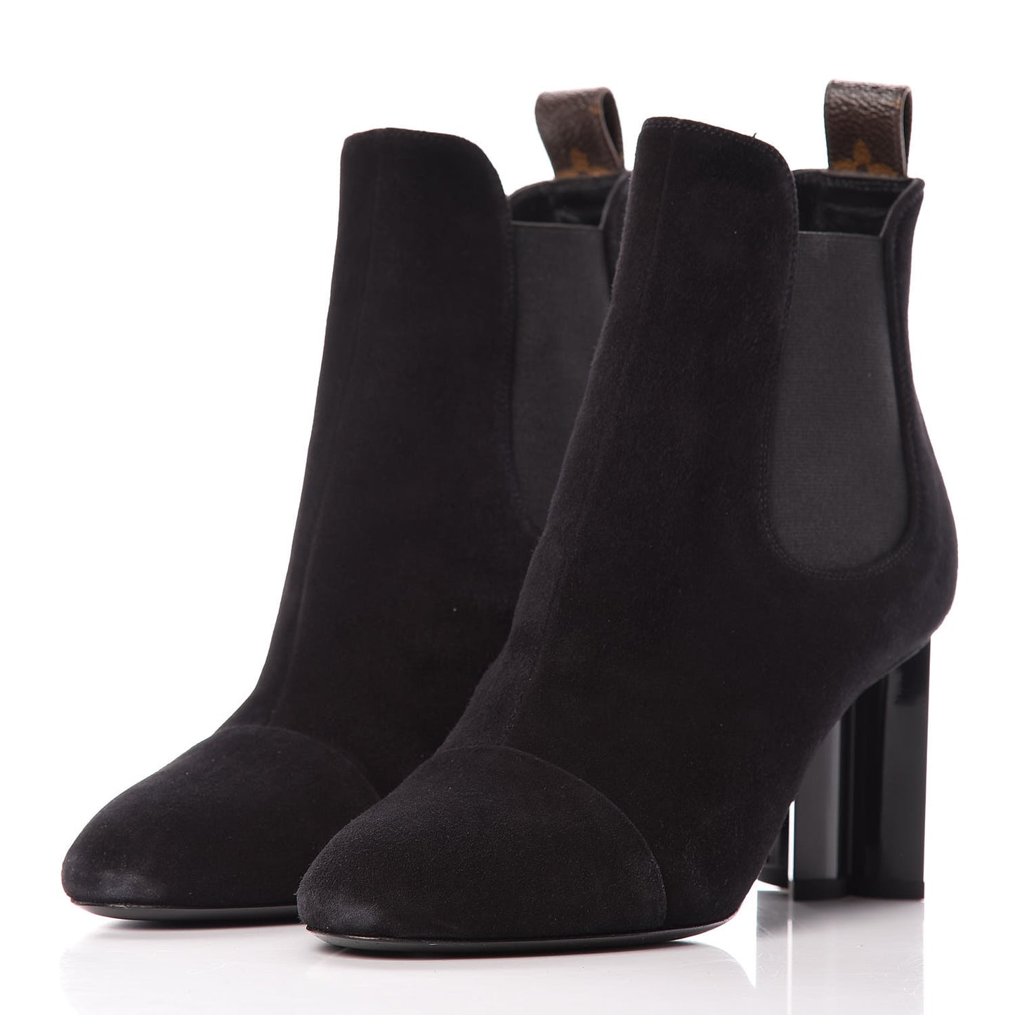 Suede Monogram Uniformes Cap Toe Chelsea 80mm Ankle Boots 36 Black