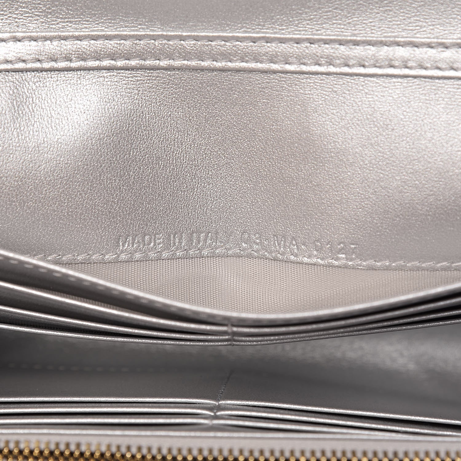 Christian Dior Metallic Grained Calfskin Diorama Croisiere Chain Wallet Silver 7 of 11