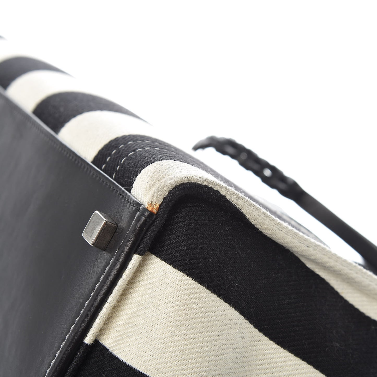 Cotton Canvas Striped Medium Phantom Luggage White Black