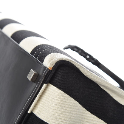 Celine Cotton Canvas Striped Medium Phantom Luggage White Black 8 of 12