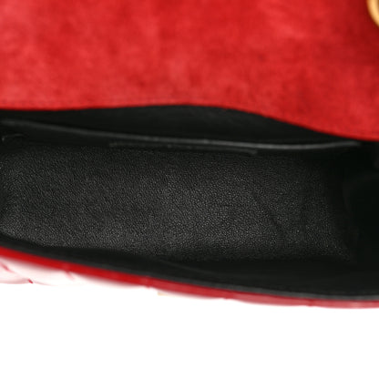 Saint Laurent Patent Matelasse Monogram Small Vicky Chain Bag Red 5 of 16