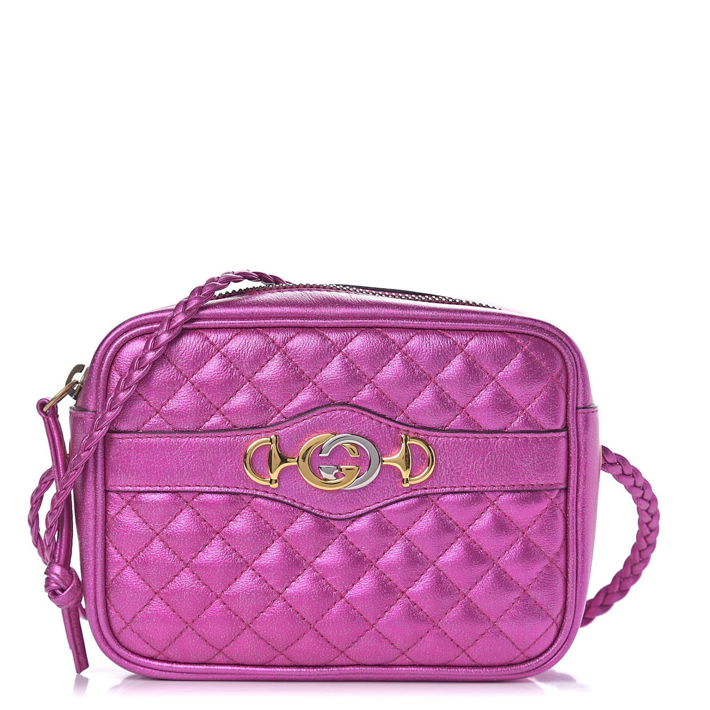 Laminated Nappa Trapuntata Mini Zumi Shoulder Bag Fuxia