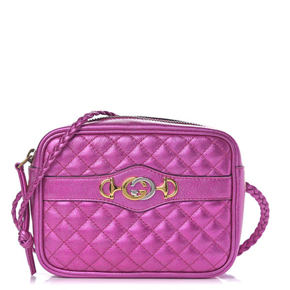 Gucci Laminated Nappa Trapuntata Mini Zumi Shoulder Bag Fuxia 1 of 9