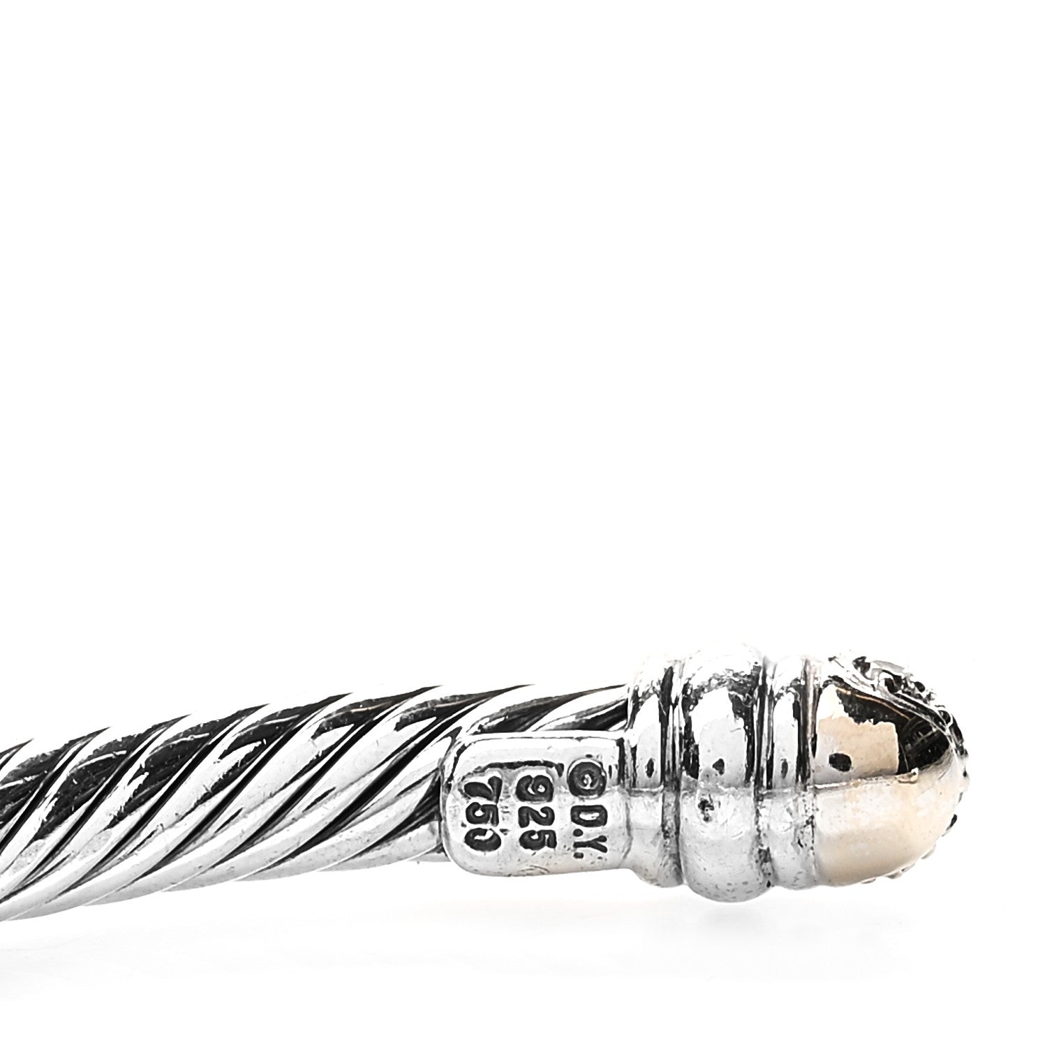 David Yurman Sterling Silver 18K White Gold Diamond 5mm Cable Classics Bracelet 4 of 5