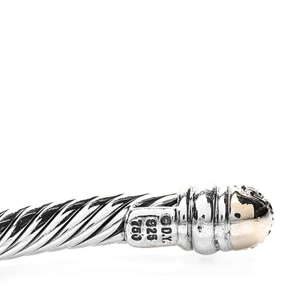 David Yurman Sterling Silver 18K White Gold Diamond 5mm Cable Classics Bracelet 4 of 5