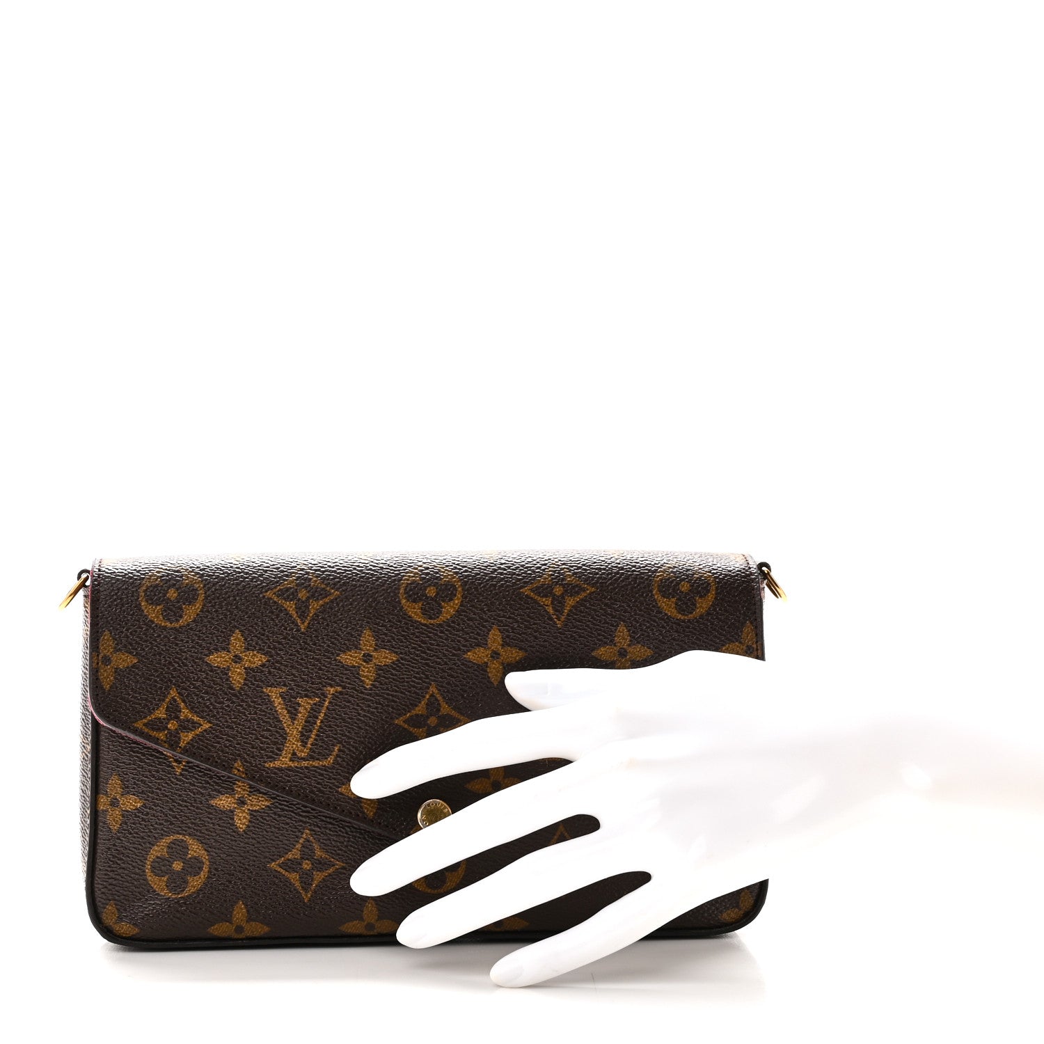 Louis Vuitton Monogram Pochette Felicie Chain Wallet Fuchsia 2 of 10