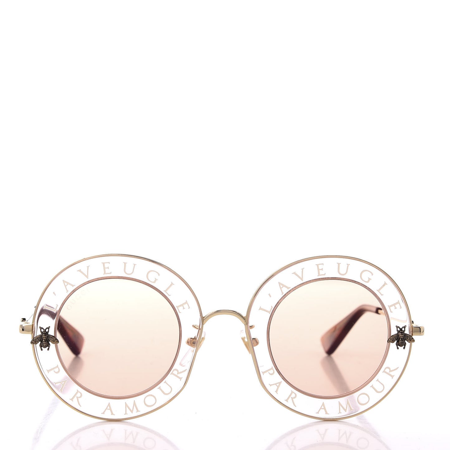 Metal L'Aveugle Par Amour Round Frame Sunglasses GG0113S Light Pink