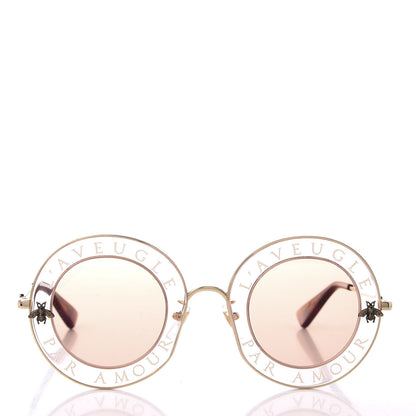 Gucci Metal L'Aveugle Par Amour Round Frame Sunglasses GG0113S Light Pink 2 of 8