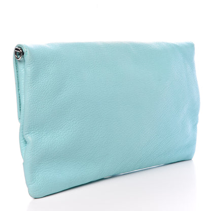 Balenciaga Chevre Silver Metallic Edge Hardware Envelope Clutch Bleu Maldives 3 of 9