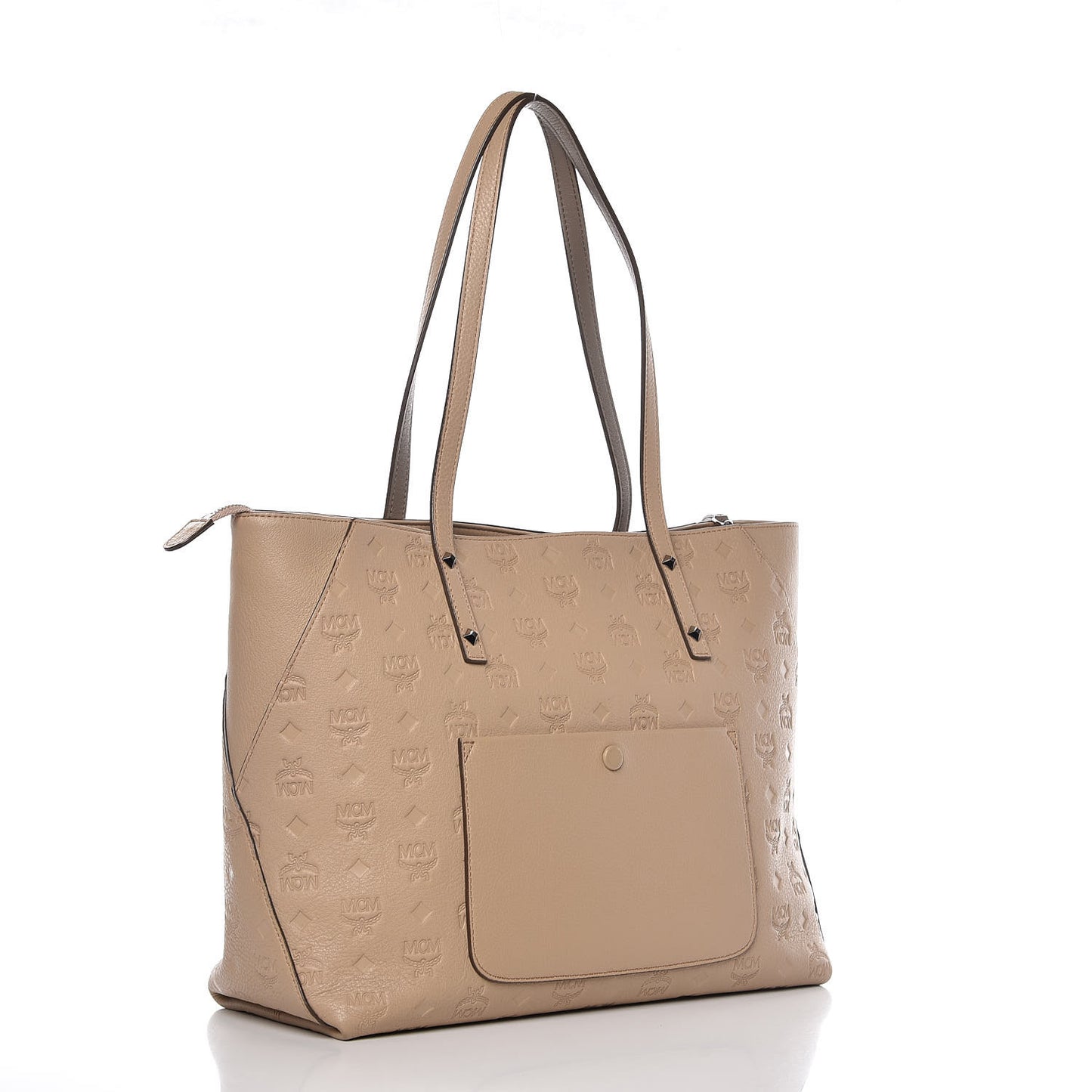 Calfskin Ottomar Monogram Medium Klara Top Zip Tote New Beige