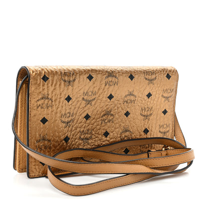 MCM Metallic Visetos Crossbody Wallet Gold 2 of 10