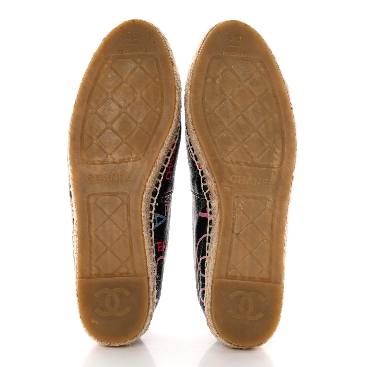 Chanel Lambskin Grosgrain Printed Espadrilles 38 Multicolor Black 5 of 13