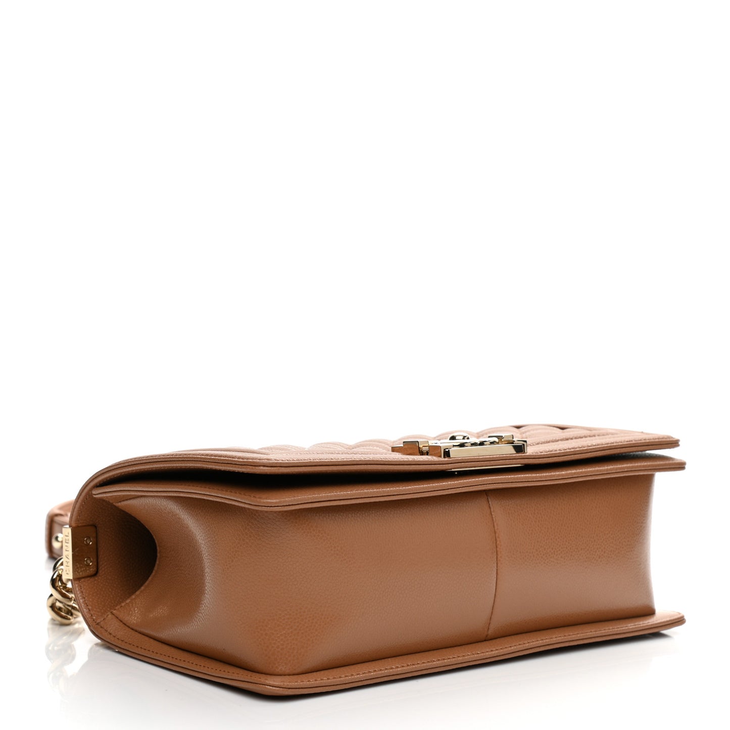 Caviar Quilted Medium Boy Flap Light Brown