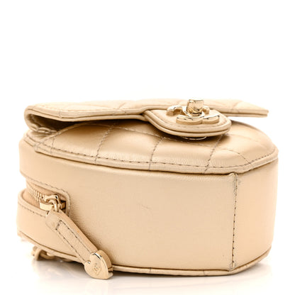 Chanel Metallic Lambskin Quilted CC In Love Heart Waist Belt Bag With Chain Gold 4 of 13