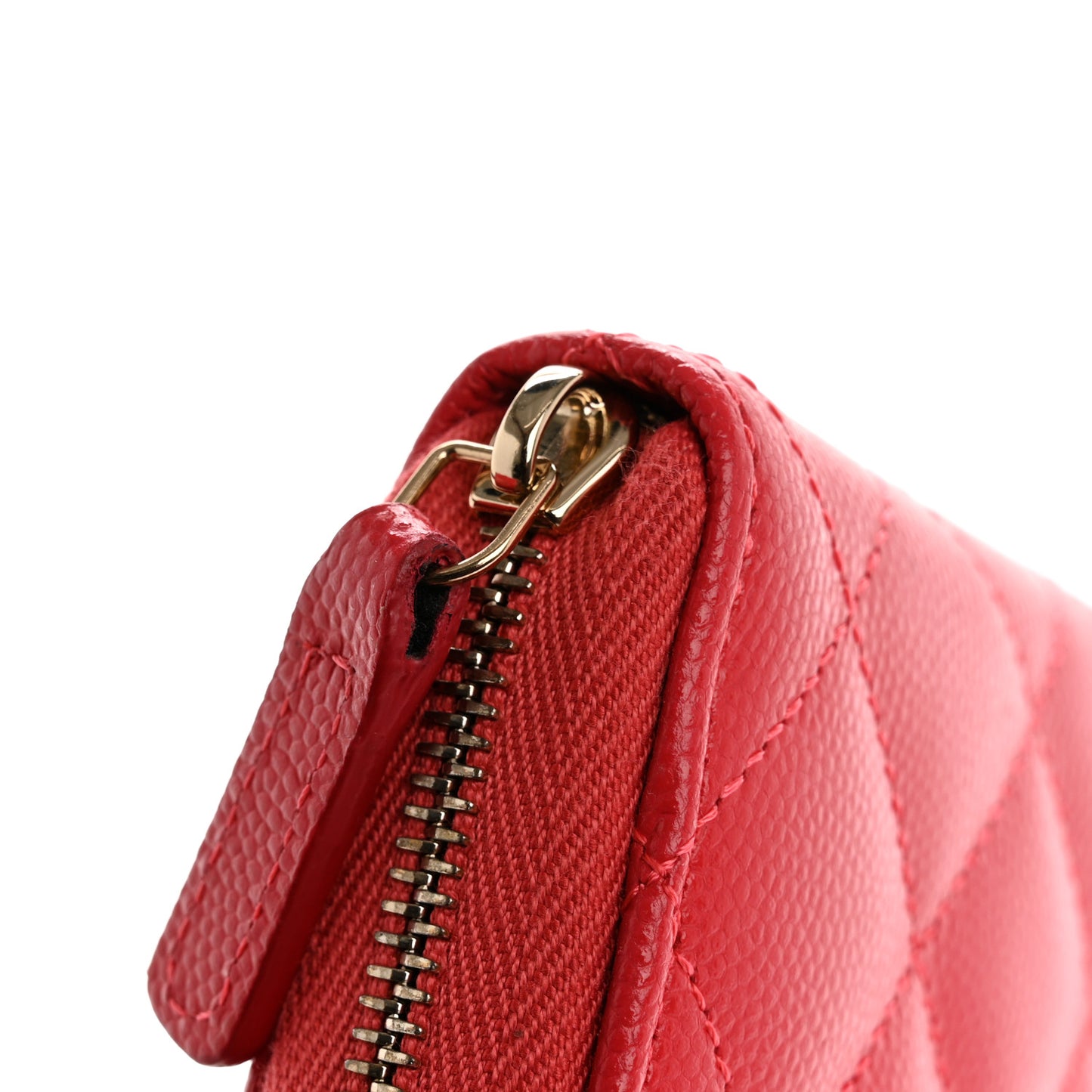 Caviar Quilted Large Gusset Zip Around Wallet Red