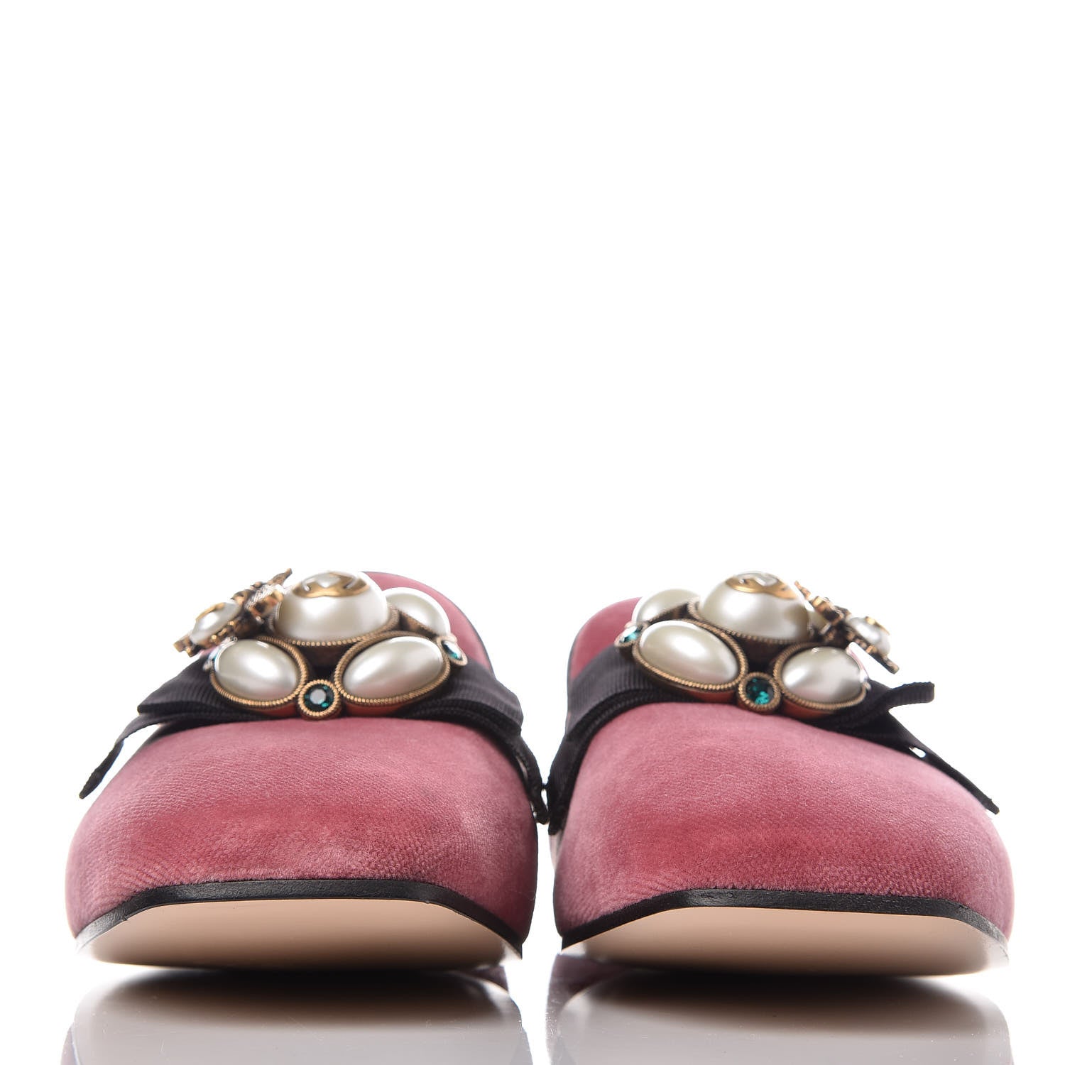 Gucci Velvet Etoile Pearl Embellished Loafers 38.5 Tibet Red 2 of 12