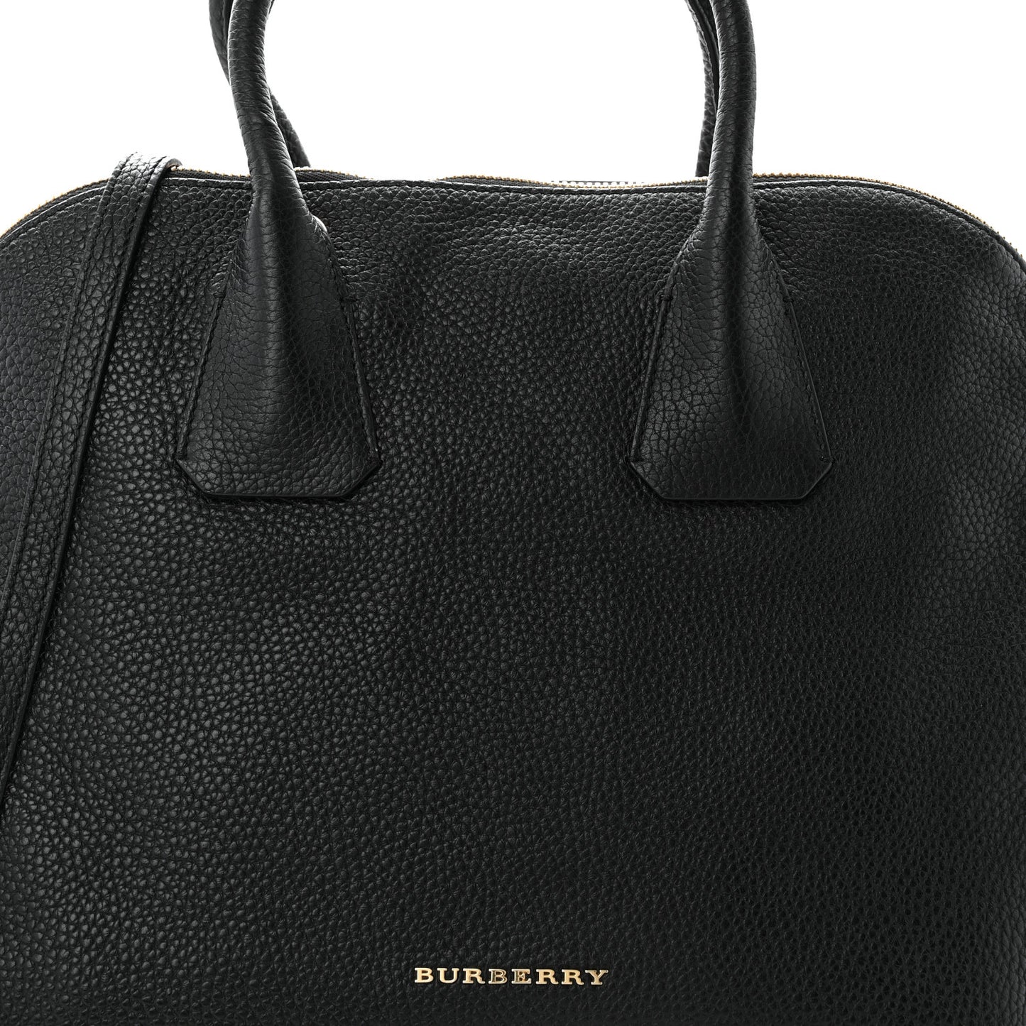 London Grainy Calfskin Greenwood Bowling Bag Black