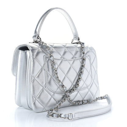 Chanel Metallic Lambskin Quilted Small Trendy CC Flap Dual Handle Bag Silver 3 of 9