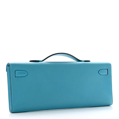Hermes Swift Kelly Cut Clutch Pochette Bleu Paradis 3 of 8