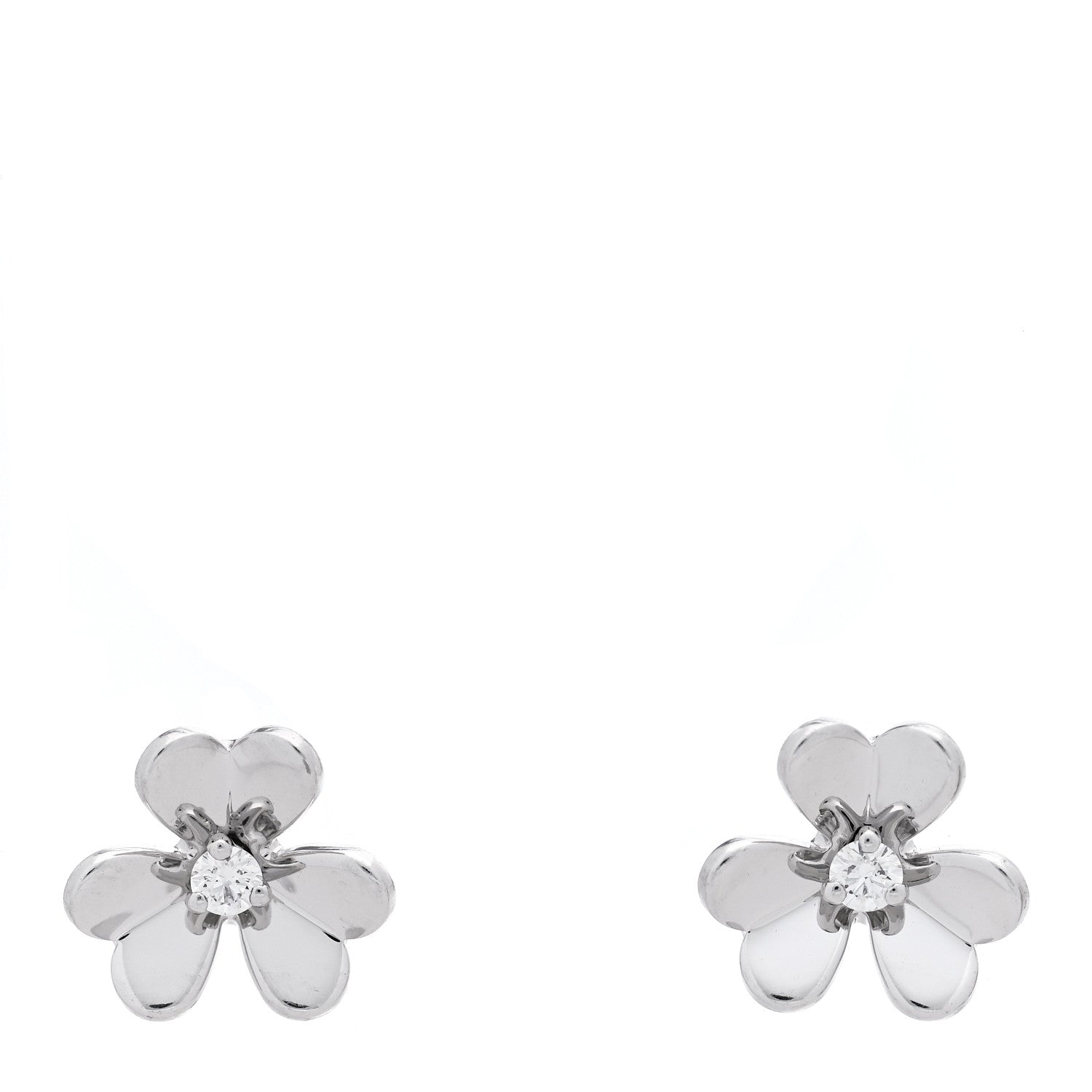Van Cleef & Arpels 18K White Gold Diamond Mini Frivole Earrings 1 of 5