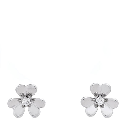 Van Cleef & Arpels 18K White Gold Diamond Mini Frivole Earrings 1 of 5