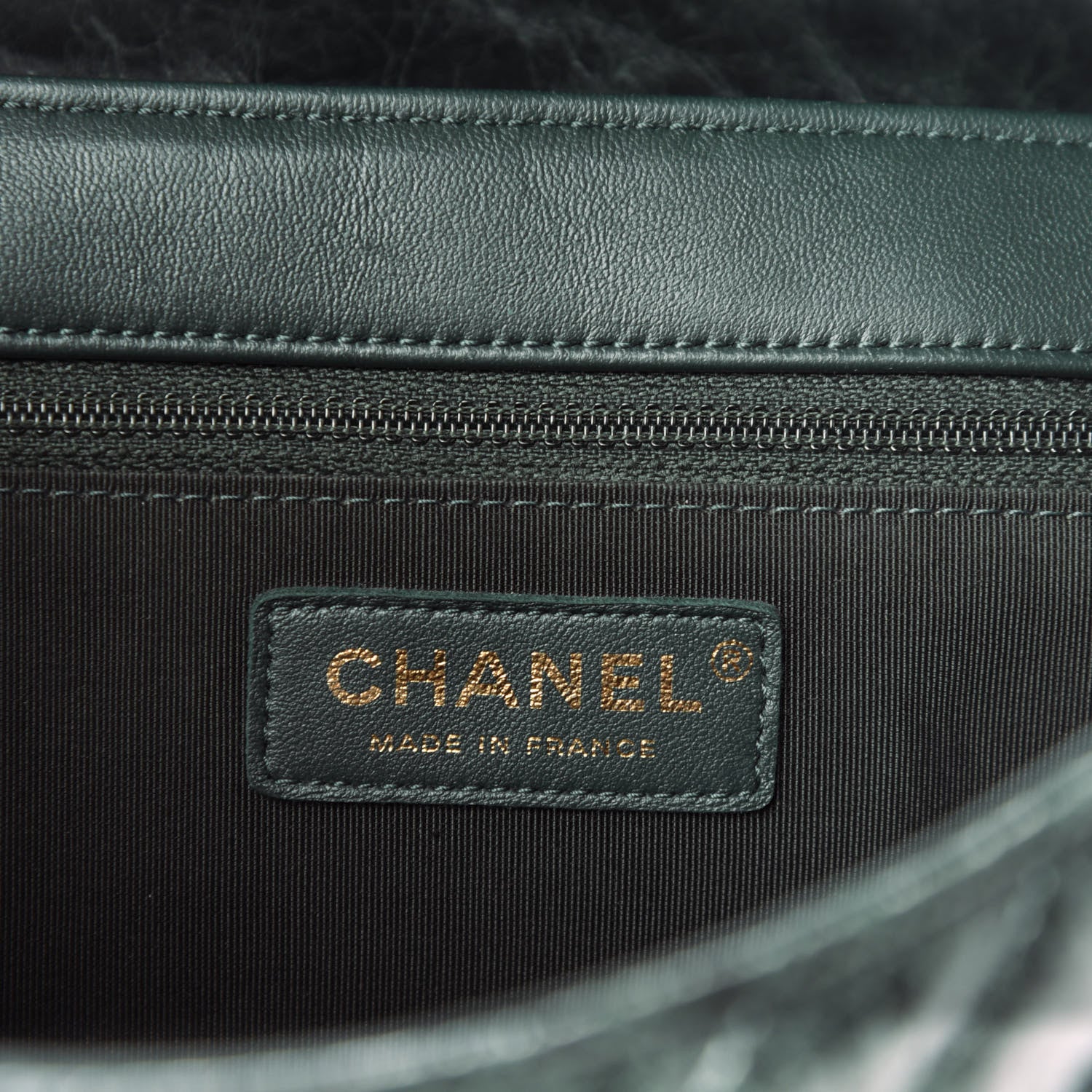 Chanel CHANE Glazed Calfskin Chevron Quilted Large Hampton Flap Dark Green 7 of 11