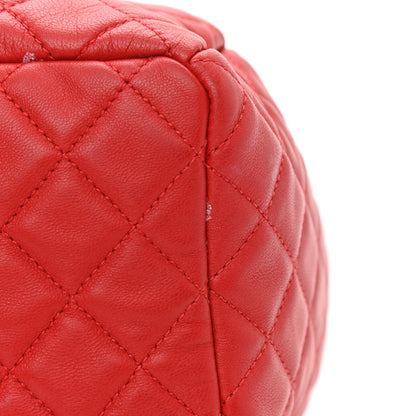 Chanel Lambskin Quilted Small CC Chain Drawstring Bucket Bag Red 10 of 12