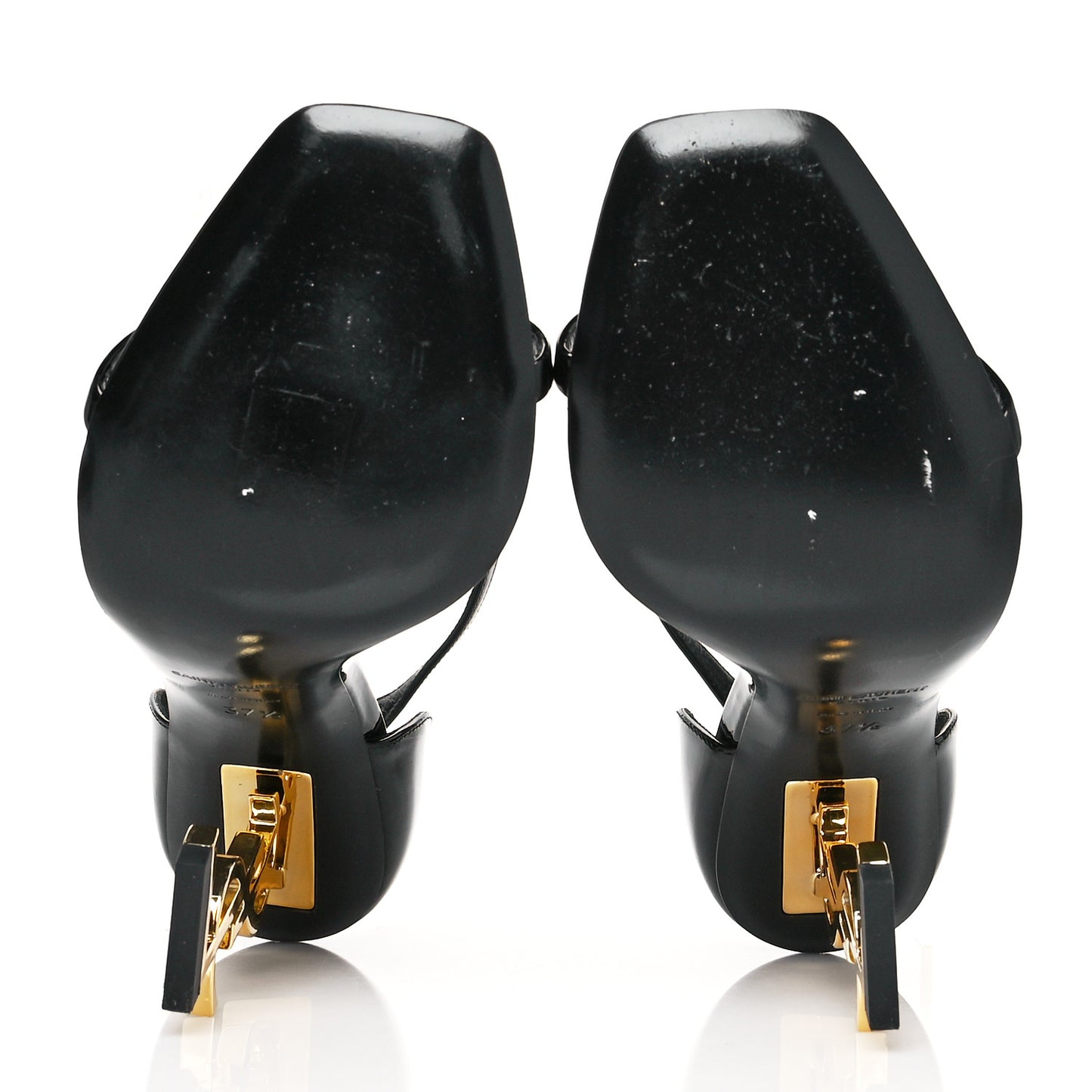 Patent Calfskin Opyum 110 Sandals 37.5 Black Gold