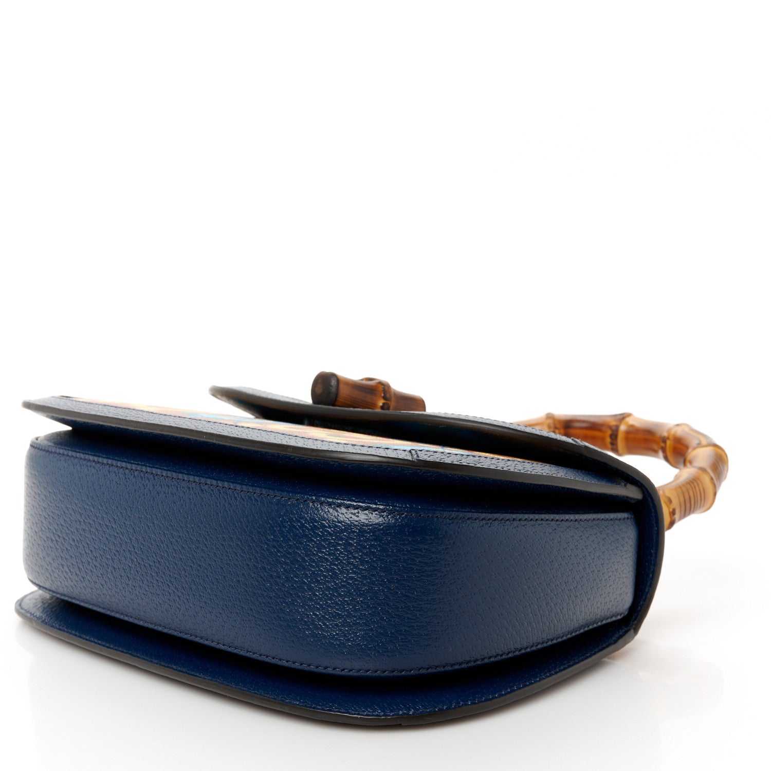 Gucci Calfskin Kaleidoscope Medium Bamboo 1947 Top Handle Bag Blue Orange Multicolor Blue Agata 10 of 10